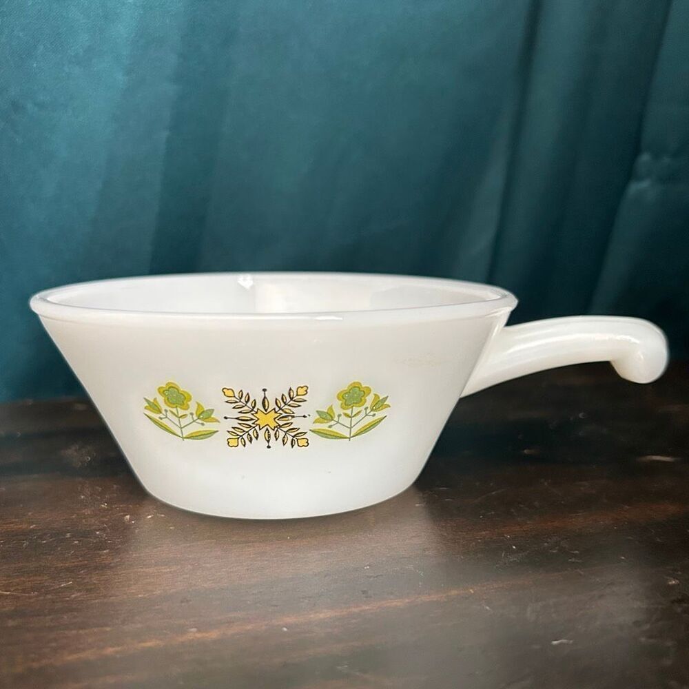 Anchor Hocking Fire King Meadow Green Soup Bowl With Handle